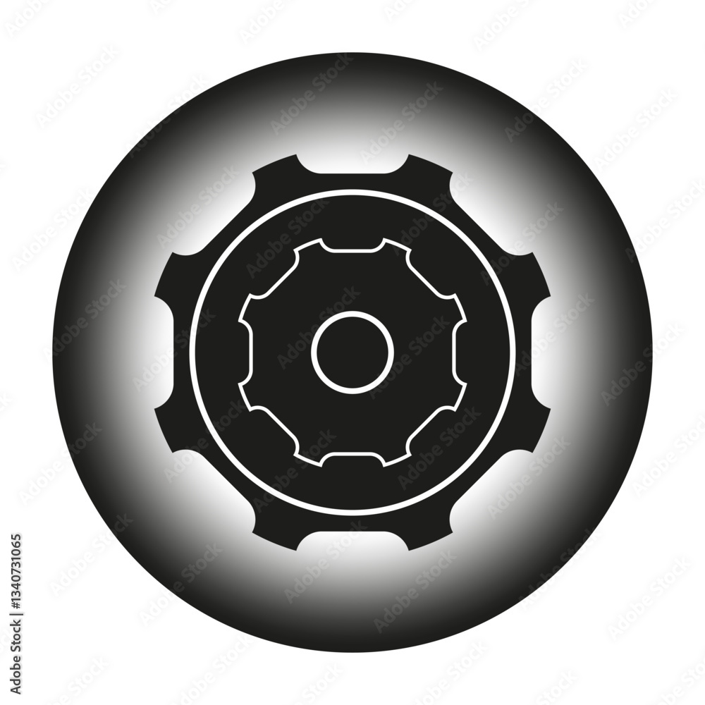 Gear icon. Industrial cog symbol. Mechanical engineering shape. Vector illustration. Gear icon. Industrial cog symbol. Mechanical engineering shape. Vector illustration.