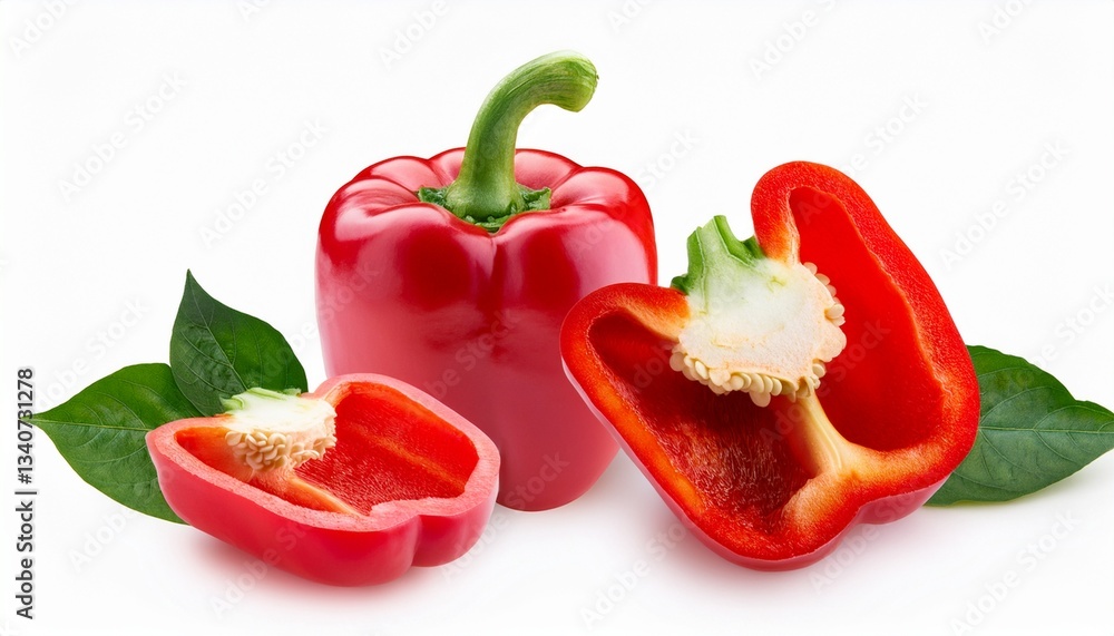 pepper isolated red bell pepper and half a pepper on a transparent background pepper isolated red bell pepper and half a pepper on a transparent background