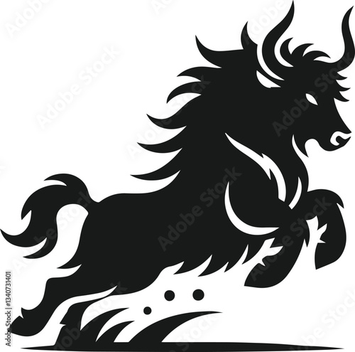 Wallpaper Mural Yak mid gallop and hooves in the air animal vector silhouette Torontodigital.ca