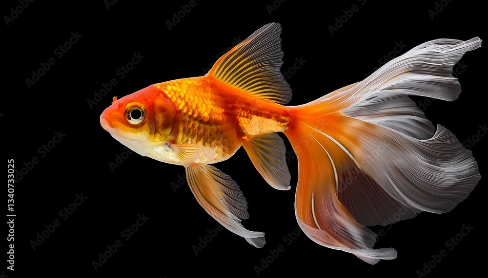 a vibrant goldfish with delicate fins and scales swimming gracefully on a transparent background generative ai a vibrant goldfish with delicate fins and scales swimming gracefully on a transparent background generative ai