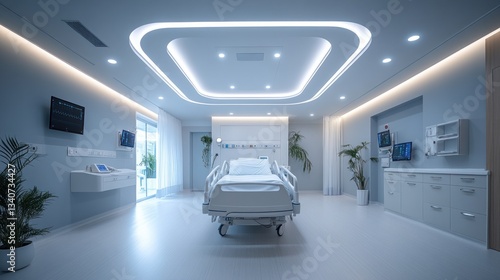 Modern Hospital Room Interior Design: Clean, Calm, and technologically advanced patient room