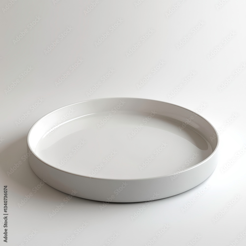 A minimalist ceramic tray in pure white, with a smooth, unadorned surface and a subtle lip around the edges. A minimalist ceramic tray in pure white, with a smooth, unadorned surface and a subtle lip around the edges.