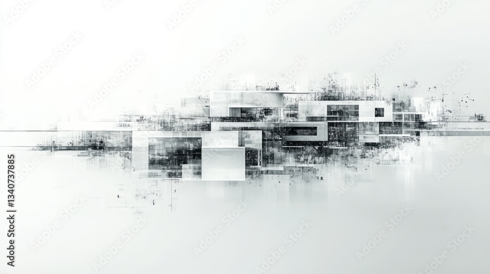Fototapeta premium Abstract monochrome composition featuring geometric shapes and textured details