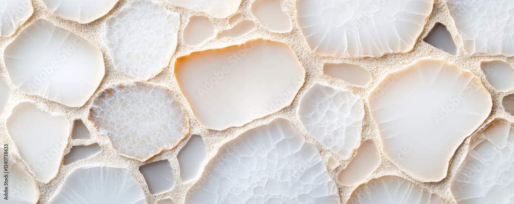 Fototapeta premium Quartz-infused stone cladding, soft light reflection, subtle shimmer