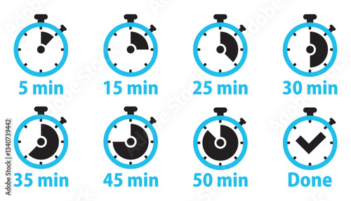 Time clock icon set. Wall clock vector icon. Schedule timer sign for UI designs.