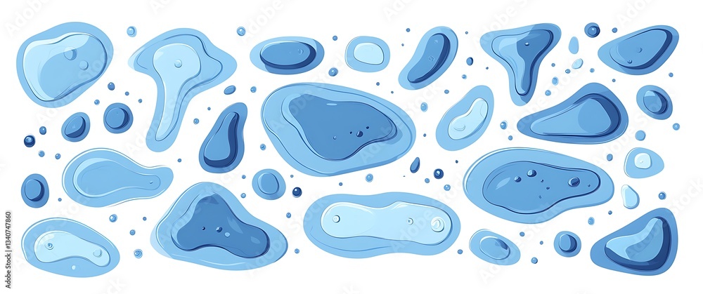A set of simple blue shapes on a white background