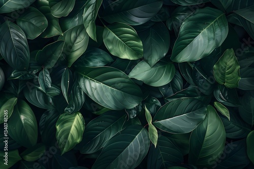 Wallpaper Mural Lush Green Leaves Background - Tropical Foliage Texture - Fresh Nature Plant Pattern Torontodigital.ca