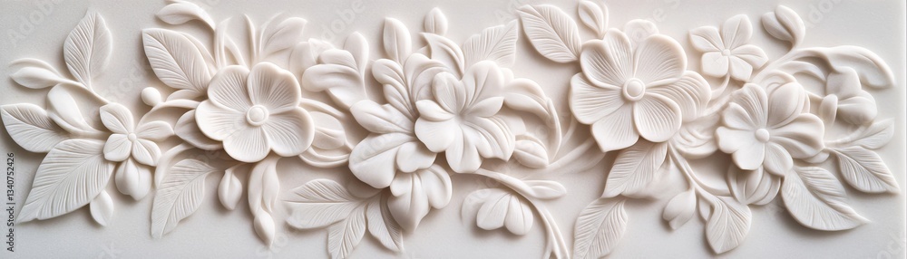 Fototapeta premium Custom-carved stone tiles with floral engravings, detailed and elegant