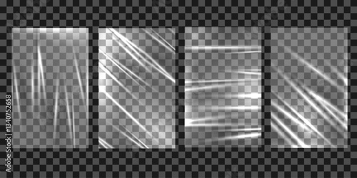 Realistic transparent stretch plastic wrap texture, film polyethylene