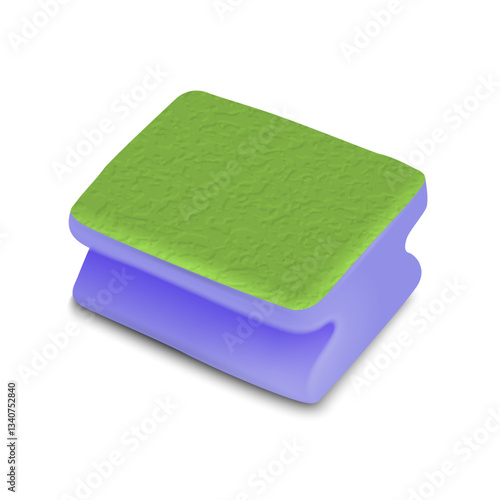 Sponge of a house cleaning tool realistic vector 3d style
