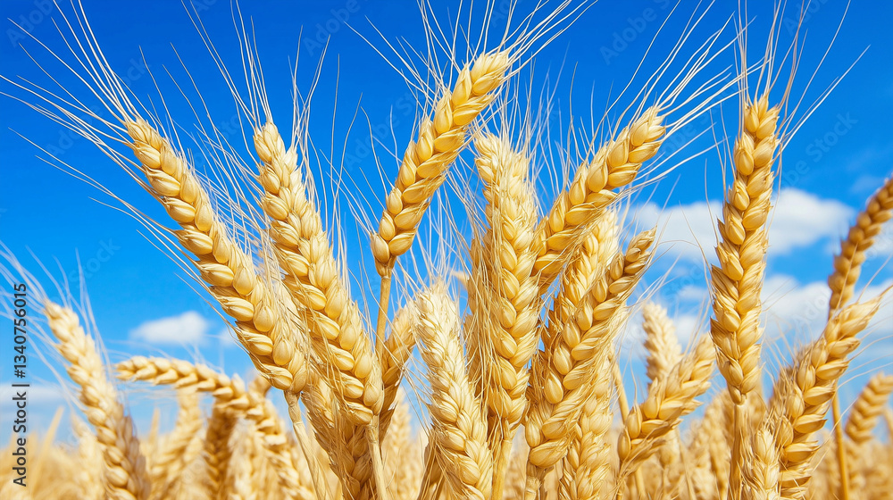 Ripe Golden Wheat Field Under a Clear Blue Sky Ripe Golden Wheat Field Under a Clear Blue Sky