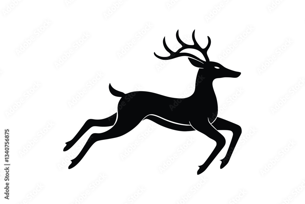 Obraz premium Silhouette vector art illustration of a leaping deer in mid-air1.eps