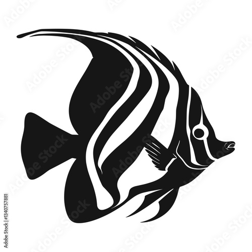 Butterflyfish silhouette illustration black white vector