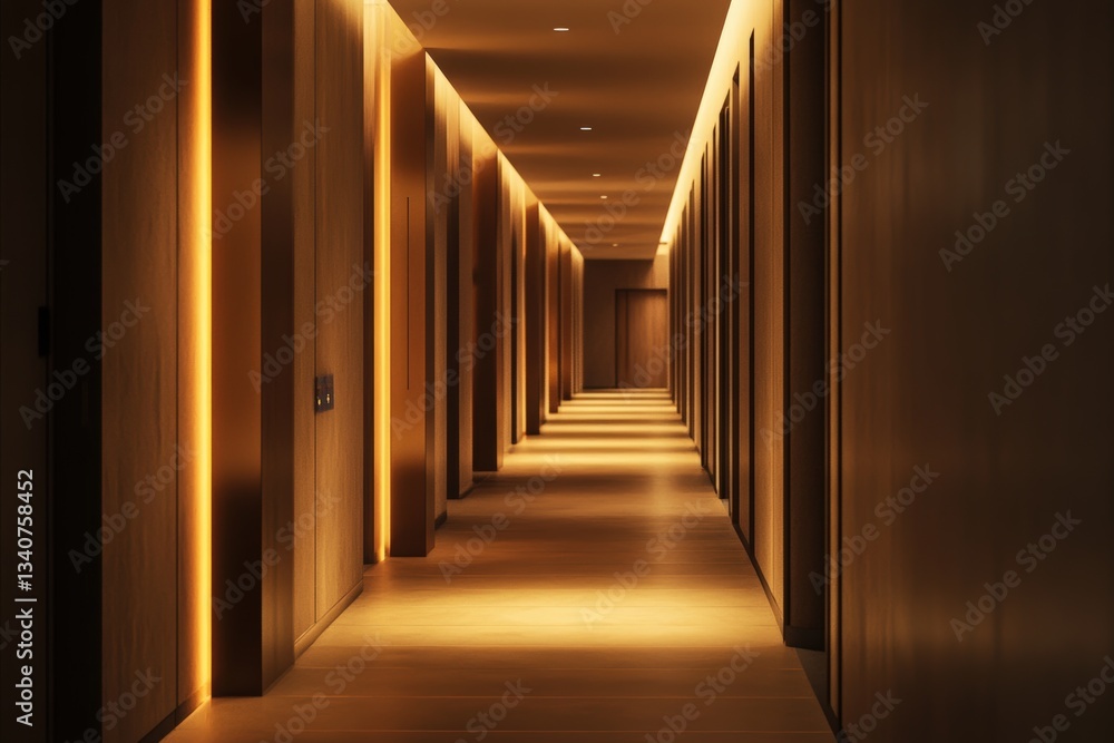 Modern hospital corridor with warm ambient lighting for healthcare design inspiration Modern hospital corridor with warm ambient lighting for healthcare design inspiration