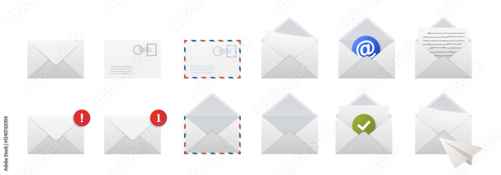 custom made wallpaper toronto digitalSet of mail envelope icon collection set isolated on transparent. Colored mail post vector symbol. Letter message envelope sign