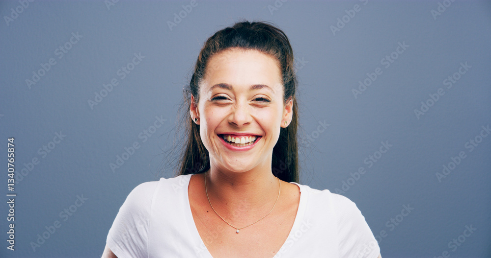 Smile, business and portrait of woman in studio for professional, designer and pride. Happiness, creative startup and confidence with person on background for opportunity, entrepreneur or space Smile, business and portrait of woman in studio for professional, designer and pride. Happiness, creative startup and confidence with person on background for opportunity, entrepreneur or space