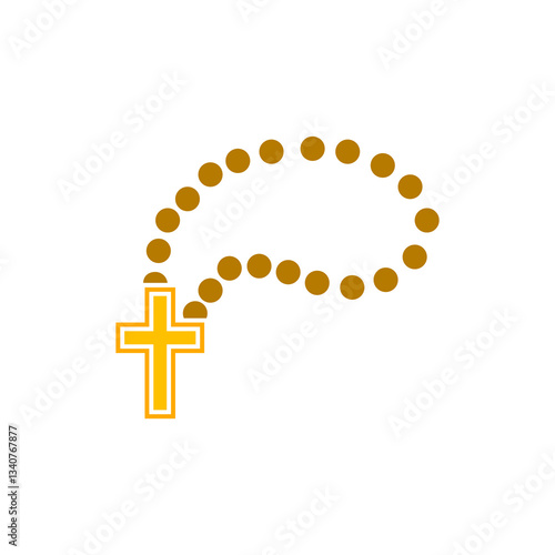 cross icon, necklace, on a white background, vector illustration
