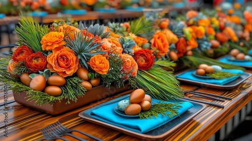 Easter table adorned with n...
