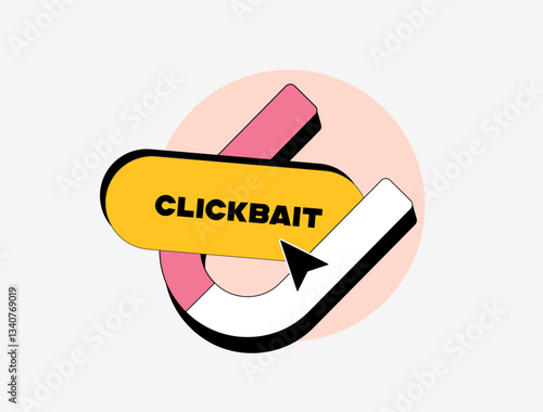 Clickbait concept with magnet attracting users, clicks, engagement and traffic. Digital marketing strategy using attention-grabbing headlines, viral content and audience retention for online growth