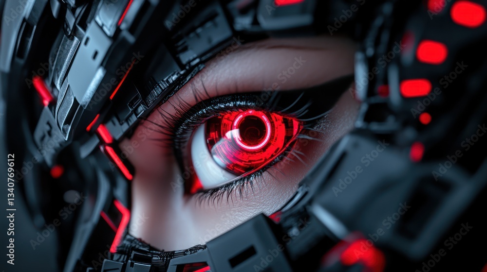 Obraz premium Cybernetic Eye: A Glimpse into the Future of Technology