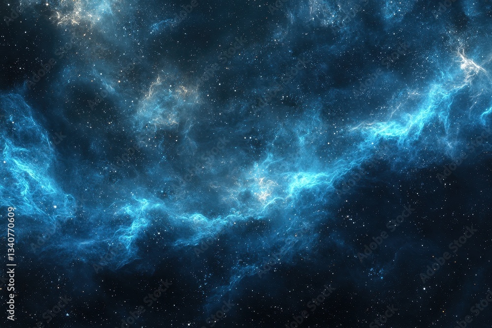 Luminous Blue Nebula Swirls in Cosmic Space Luminous Blue Nebula Swirls in Cosmic Space