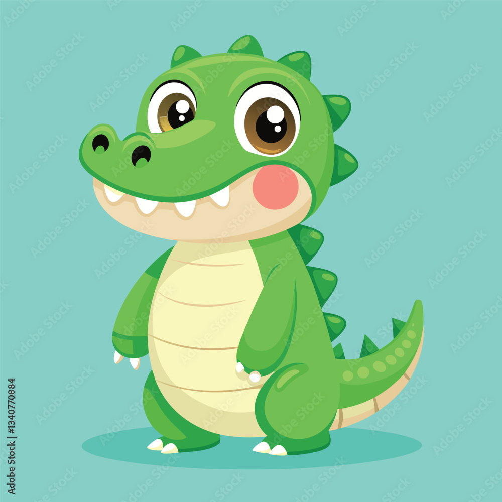 Fototapeta premium Green Crocodile Illustration for Kids' Projects
