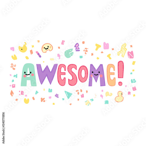 Illustration colorful design typography vector