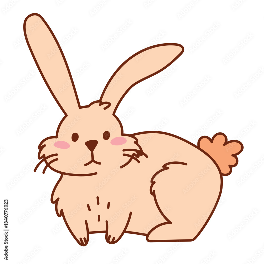 Cute Fluffy Rabbit with Whiskers Liying. Adorable Hand Drawn Bunny Illustration. Playful Cartoon Animal for Kids, Easter, Stickers, Prints, and Digital Projects Cute Fluffy Rabbit with Whiskers Liying. Adorable Hand Drawn Bunny Illustration. Playful Cartoon Animal for Kids, Easter, Stickers, Prints, and Digital Projects