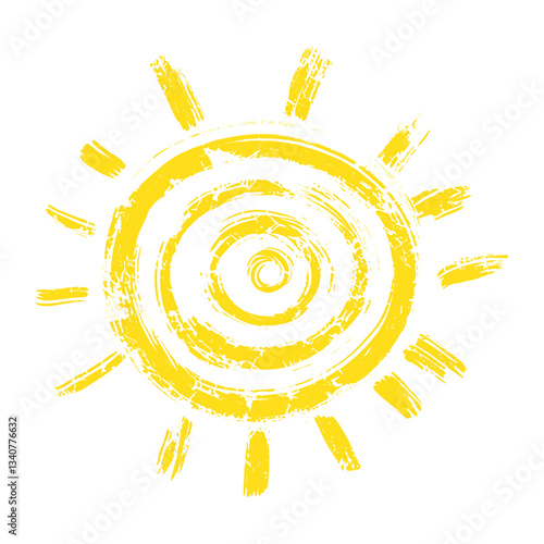 Doodle spiral sun yellow art illustration vector