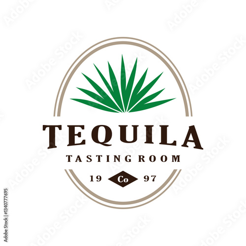 agave tequila vintage logo design vector stock template illustration