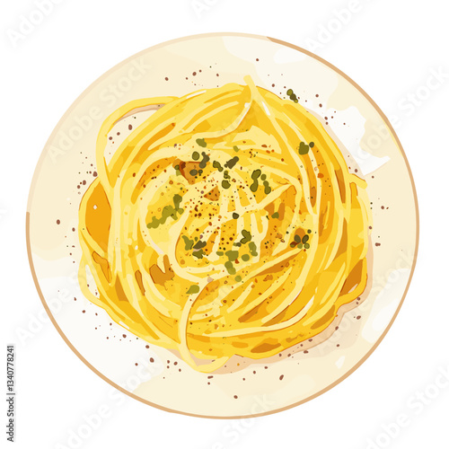 Cacio e pepe pasta illustration spaghetti plate vector