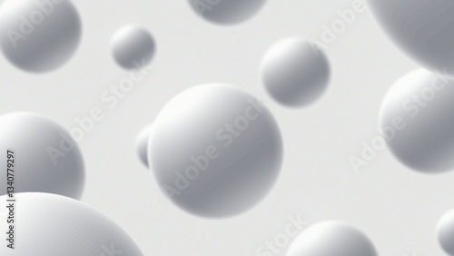 Abstract White Spheres Floating in Minimalist Space