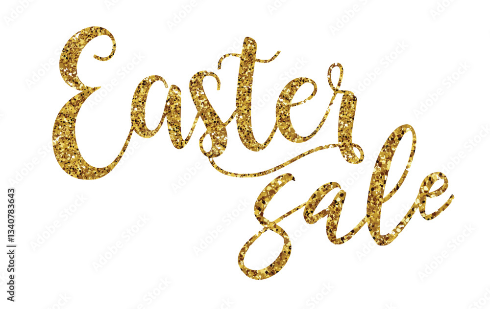 Easter Sale text in a cursive glittery gold effect Easter Sale text in a cursive glittery gold effect