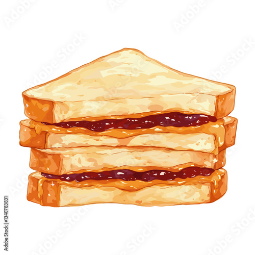 Peanut butter and jelly jam Sandwich illustration sandwich bread vector