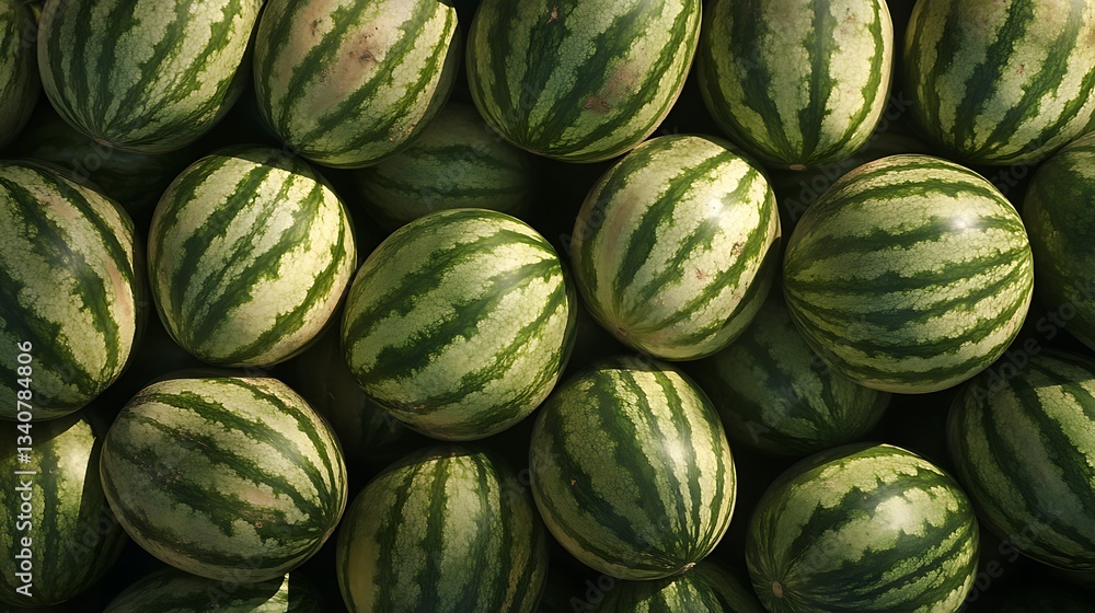 A Bountiful Harvest: A Close-Up View of Juicy Watermelons A Bountiful Harvest: A Close-Up View of Juicy Watermelons