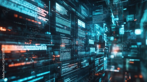 Futuristic user interface design displaying complex information and data streams