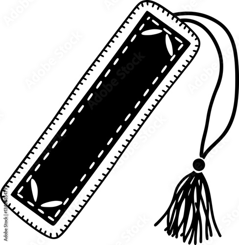 Decorative bookmark with tassel, embroidered edges, and simple elegant design