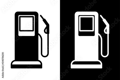 Gas Pump Silhouette Vector Black & White Icon Download.