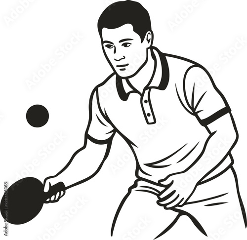 table tennis player poised with paddle, ready to perform forehand stroke