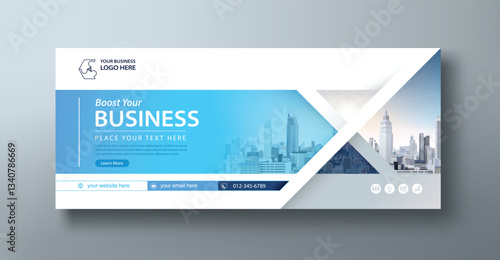 Corporate web banner mockup, a social media template for branding and a cover header background for websites