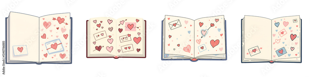 Obraz premium Romantic Notebook with Heart Doodles