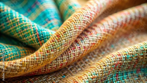 Soft Neutral Linen Fabric Texture: Macro Photography of Organic Textile with Loose Weave