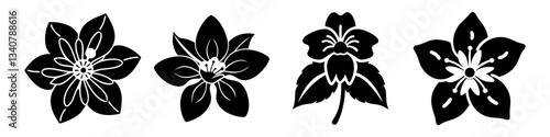jasmine flower icon, jasmine flower silhouette vector illustration-simple silhouette illustration of jasmine flower, perfect for jasmine flower logos and icons