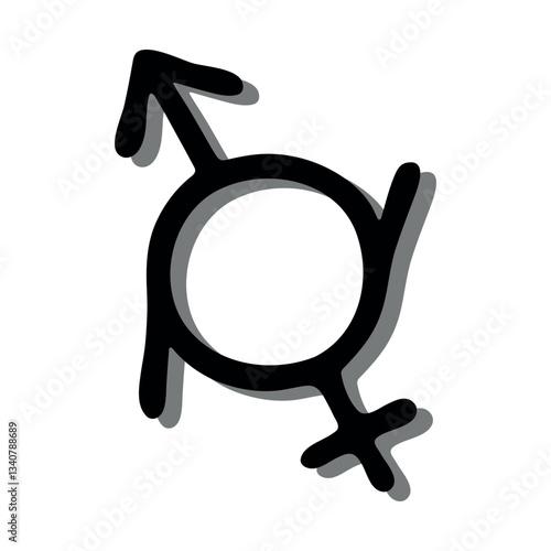 Hand drawn genderfluid (female and male) gender identity icon Symbol used to represent sex and gender