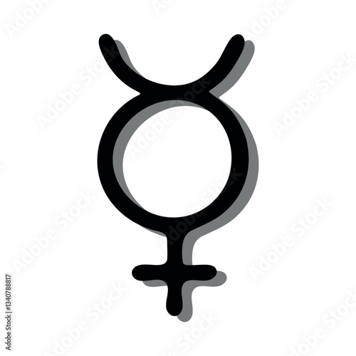 Hand drawn hermaphroditus gender identity icon Symbol used to represent sex and gender