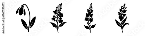 snapdragon flower icon, snapdragon flower silhouette vector illustration-simple silhouette illustration of snapdragon flower, perfect for snapdragon flower logos and icons
