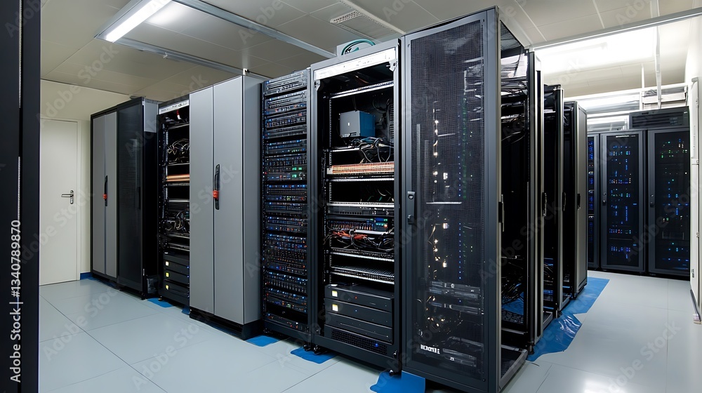 High-Tech Server Room: A Glimpse into the Digital Core High-Tech Server Room: A Glimpse into the Digital Core