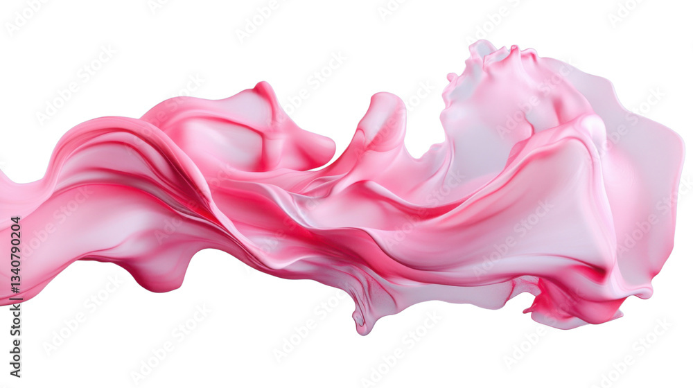 Pink creamy liquid texture swirling and waving on transparent background Pink creamy liquid texture swirling and waving on transparent background