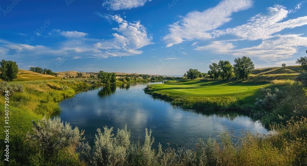 Eagle Idaho Golf Course Banbury: Panoramic View of Green Landscape and Blue Sky Eagle Idaho Golf Course Banbury: Panoramic View of Green Landscape and Blue Sky