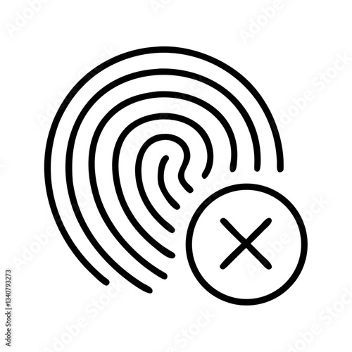 Fingerprint access denied symbol with x mark icon for security concept